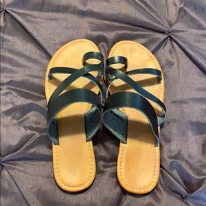 Black and brown strapy sandals